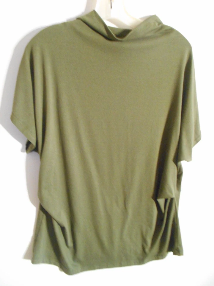 Top tejido manga dolman cuello capucha imitación algodón XL verde salvia para mujer núcleo clásico Foto 1 de 4