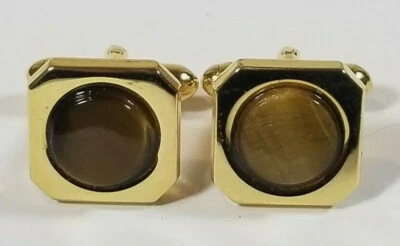 男士袖扣金色带老虎眼 — 第 1/4 张图片