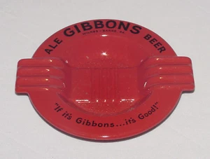 "COMO NUEVA EN CAJA" ¡Bandeja de cenizas publicitarias ""CERVEZA GIBBONS"" roja/negra de colección! - Imagen 1 de 3