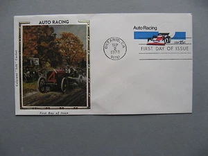 USA, prestamped cover silk FDC 1978, car-racing formula I - Picture 1 of 1