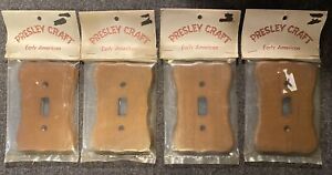 Lot of 4 VTG Presley Craft Early American Maple Single Light Switch Covers USA