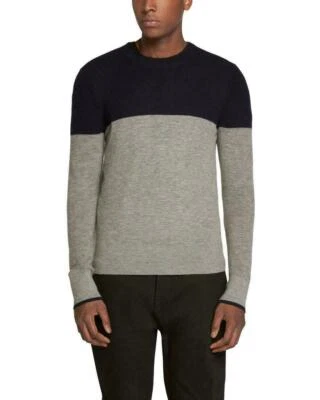 Rag & Bone NEW YORK Navy and Gray Camden Colorblock Cashmere Sweater Size L $525 - Image 1 of 4