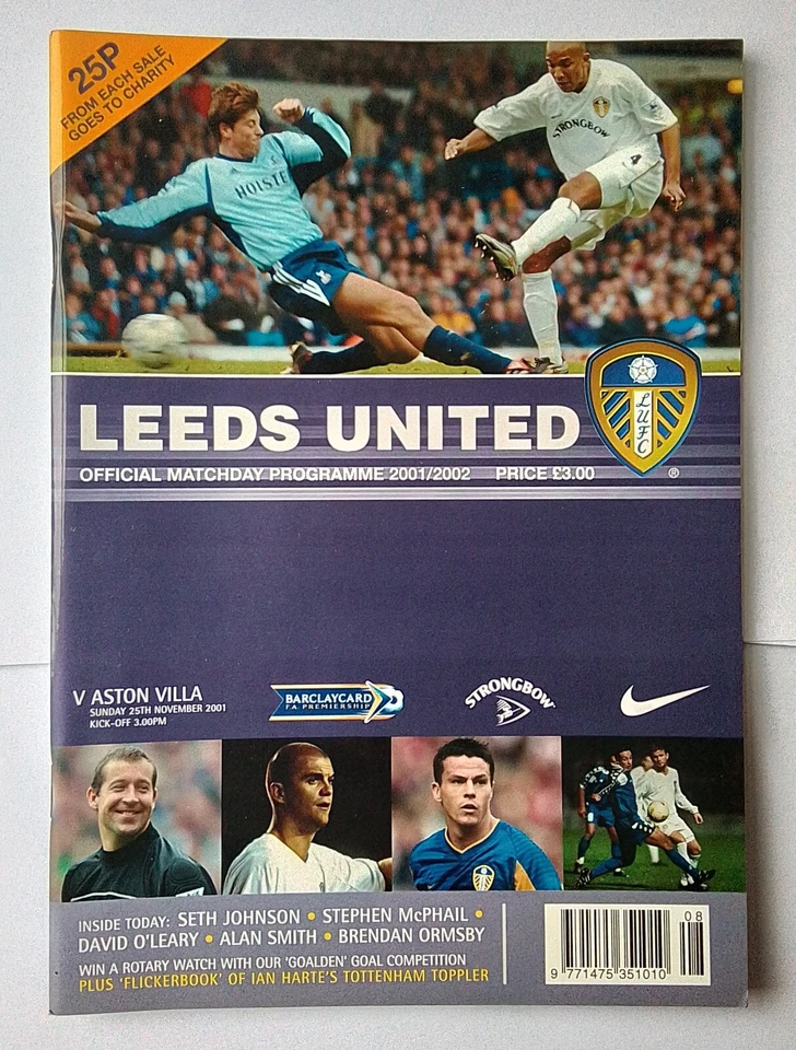 LEEDS UNITED v ASTON VILLA FOOTBALL PROGRAMME Premier League 25th Nov 2001 - Image 1 of 1