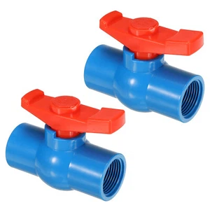 G3/4 Kugelhahn, 2er-Pack PVC-Gewindeabschlussventil mit leicht Griff, Blau/Rot - Bild 1 von 6