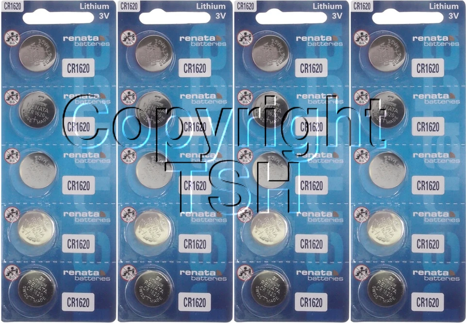 20 pcs CR 1620 Renata Lithium Batteries 3V - Image 1 of 1