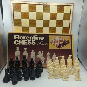 Vtg Crisloid Florentine Chess Set USA Complete 4" Solid Plastic Folding 1970 - Picture 1 of 17