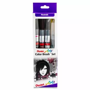 GFLFRHBP Pentel Arts Farbpinsel-Set, neutrale Farben, mittlere Spitze, Box mit 4 Markern - Bild 1 von 1