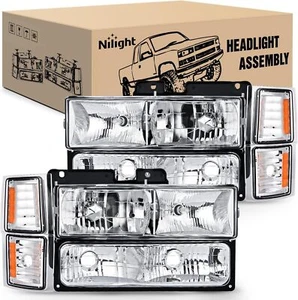 Nilight Headlight Assembly for 1994 1995 1996 1997 1998 Chevy Silverado Tahoe - Foto 1 di 56