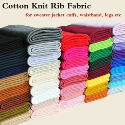 Cotton Knit Rib Fabric Stretchy Sweater Jacket Waistband Cuffs Ribbed Trim Craft - Image 1 of 4