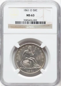 1861-O Half Dollar 50C Seated Liberty NGC MS63 CSA Obverse Die Pair 11 Very Rare - Picture 1 of 6