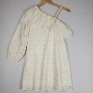 Zara Girls One Shoulder Dress 11/12 Eyelet Lace Crochet Wedding Lined Cottage - Picture 1 of 18