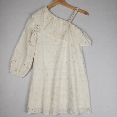 Zara Girls One Shoulder Dress 11/12 Eyelet Lace Crochet Wedding Lined Cottage - Image 1 of 4