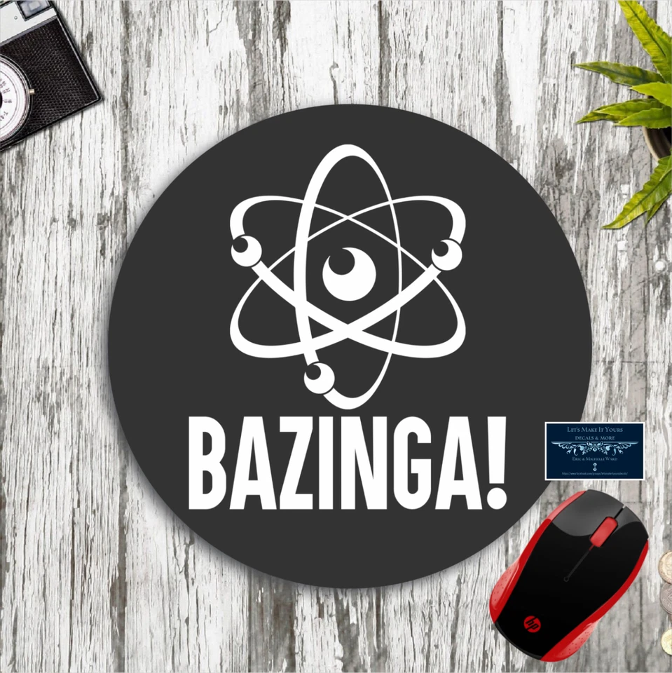 BAZINGA! SCIENCE ATOM GRAY ROUND CUSTOM NEOPRENE PC MOUSEPAD DESK MAT SCHOOL - Image 1 of 1