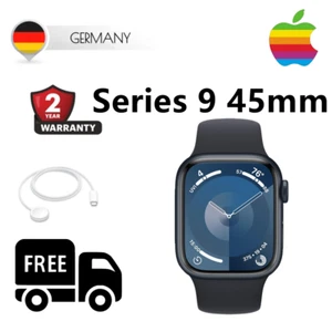 Apple Watch Series 9 45mm aluminiowa obudowa czarna bransoletka sportowa północ GPS - Zdjęcie 1 z 4