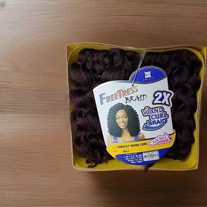 NEW Freetress Wand Curl Braid 2x Ringlet Wand Curl Crochet Hair Color 99J - Picture 1 of 6