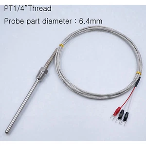 RTD PT100 Ohm Sondenfühler L 50mm PT 1/4" Gewinde D 6,4Ø 2M mit 3P Zuleitung - Bild 1 von 1