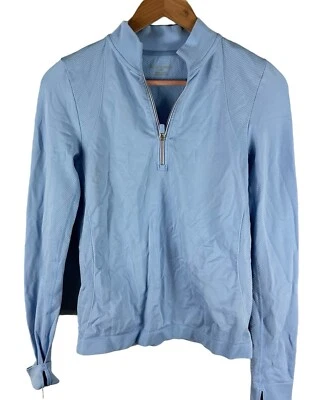 Tory Burch Sport Womens 1/4 Zip Pullover Baby Blue Sweatshirt Size Medium - Image 1 of 4