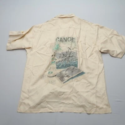 Camisa De Colección Kahala Para Hombres 100% Seda Talla Grande Beige Crema Canoa Gráfico Clásico Foto 1 de 4