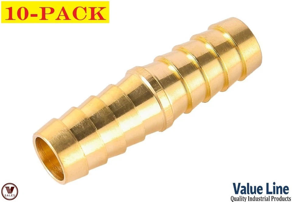 10-PACK!Value Line Brass Hose Mender Splicer Union, 1/2 x 1/2 Barb 122HBL-8 NEW! - Image 1 of 4