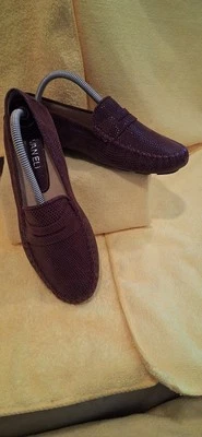 VANELI PENNY LOAFER  CHOCOLETE BROWN SUEDE LEATHER SNAKE EMBOSSED SZ.(6.5) - Image 1 of 4