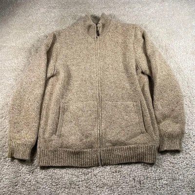 L.L.Bean свитер мужской большой бежевый полный молнии ягненка шерсти клетку с подкладкой насмешливый шеи вязаный - Изображение 1 из 4