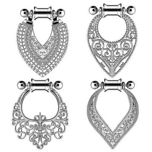 Flesh Ear Tunnel Plug Piercing with Ornament Tribal Hoop Pendant and Barbell - Picture 1 of 9