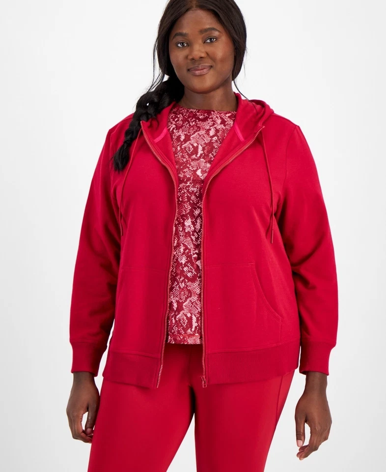 ID Ideology Plus Size Relaxed Full-Zip Fleece Hoodie Cranberry Whip 2X
