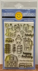 Sunny Studio Barnyard Buddies SSCL-169 Clear Stamp set Pig Cow pony chicken - Picture 1 of 3