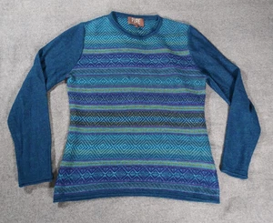 Reines Alpaka Pullover Herren mittelblau grün Peru 100% Baby Alpaka Pulli Strick - Bild 1 von 10