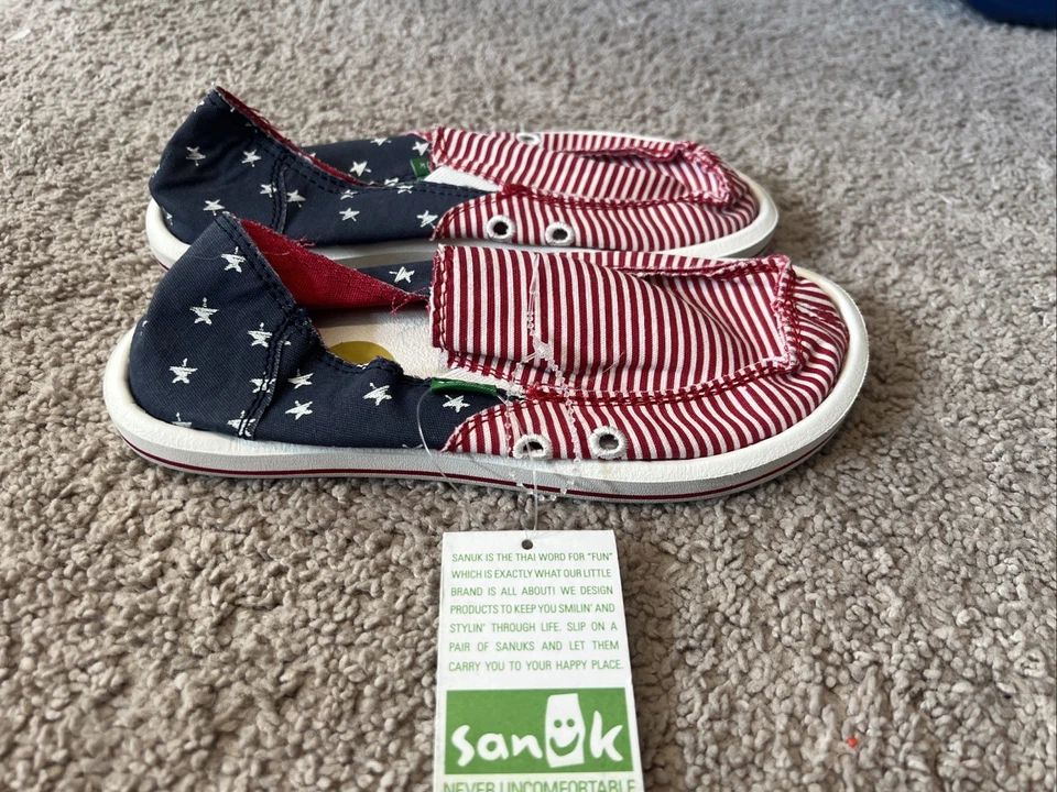 Sanuk Niños Talla 1 Niños Patriot Niños Nuevo Con Etiquetas Foto 1 de 3