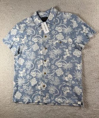 Pendleton Shirt Men Medium Blue White Floral Hawaiian Button Up Short Sleeve NEW - Image 1 of 4
