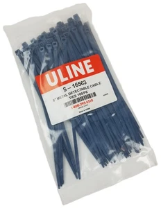 100 Uline S-16563 Metalldetektierbare Kabelbinder 8" 50 Pfund natürliches Nylon Produktbündel NEU - Bild 1 von 6