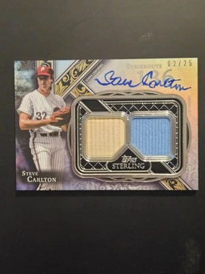 Steve Carlton 2022 Topps Sterling Baseball Auto Dual Relic Sterling Strikes /25  - Image 1 of 4