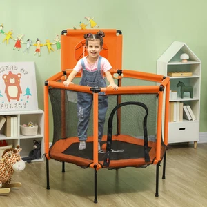 Qaba 48" Trampoline, Toddler Trampoline with Safety Enclosure Net, Orange - Picture 1 of 11