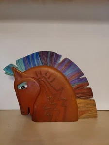 Laurel Burch Horse Head Art Sculpture 1999 Modern Statue Rainbow Gold 12 1/2 “ - Picture 1 of 11