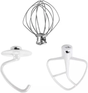 Kit de accesorios de mezclador de pie KitchenAid de 3 piezas gancho de masa batidor plano - Imagen 1 de 8