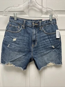 Old Navy Girls High-Rise Slouchy Straight Adjust. Waist Jean Shorts Blue Size 16 - Picture 1 of 9