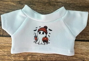 FITS labubu Doll Clothes White Tee Shirt 15-17cm Halloween Ghost Pumpkin Bat - Picture 1 of 1