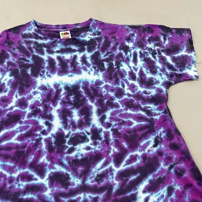 Винтажная футболка 2000-х галстук-краситель фиолетовый/синий размер M - Изображение 1 из 4