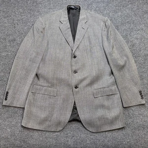 VTG Polo Ralph Lauren Blazer Mens 46L Gray Silk Three Button Jacket Italy Made - Picture 1 of 18