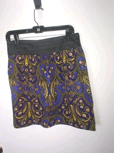 Anthropologie Cidra Size 6 Purple Paisley Whimsy Goth Corduroy Zipup Mini Skirt - Picture 1 of 12