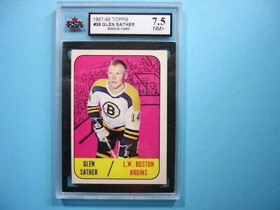 1967/68 TOPPS NHL HOCKEY CARD #38 GLEN SATHER ROOKIE KSA 7.5 NM+ SHARP+ TOPPS - Image 1 of 2