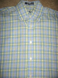 Mens Green Blue Checked ALAN FLUSSER Long Sleeve Shirt Medium - Picture 1 of 1