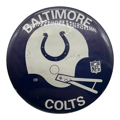 Vintage Baltimore Colts Pin Button Blue 1970'S NFL Football 3 3/8" Round - Image 1 of 2