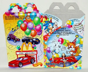 McDonalds 1994 Sonic The Hedgehog Barbie Hot Wheels de colección feliz cumpleaños caja de comidas - Imagen 1 de 4