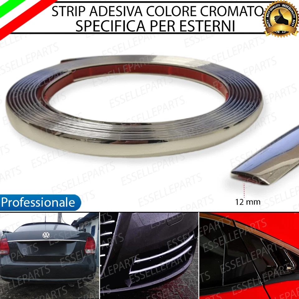 PROFILO ADESIVO CROMATO PER MINI CLUBMAN R55 5 METRI X 12 MM - Immagine 1 di 4