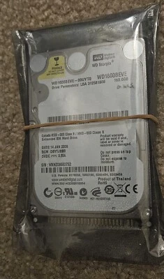 Western Digital 2.5" 160GB 100Mb/s 5400RPM PATA Hard Drive (WD1600BEVE)-ZERO HRS - Image 1 of 2