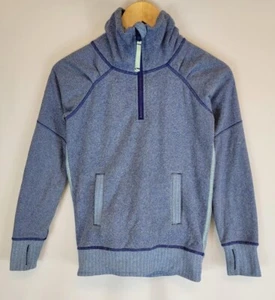 Ivivva Fleece Lined Sweater Blue Quarter Zip Size 8 Girls Pockets Turtleneck - Picture 1 of 5