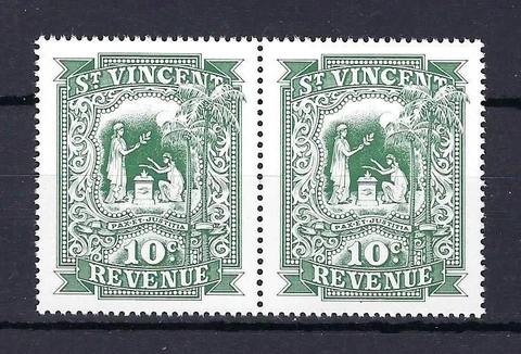 St Vincent 1950th Peace and Justice 10c postal revenue perf 14.5 pair MNH Cover