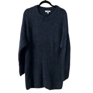 COS Women’s Navy Long Sleeve Mock Neck Alpaca/Wool Blend Knit Dress Sz L GUC - Picture 1 of 6